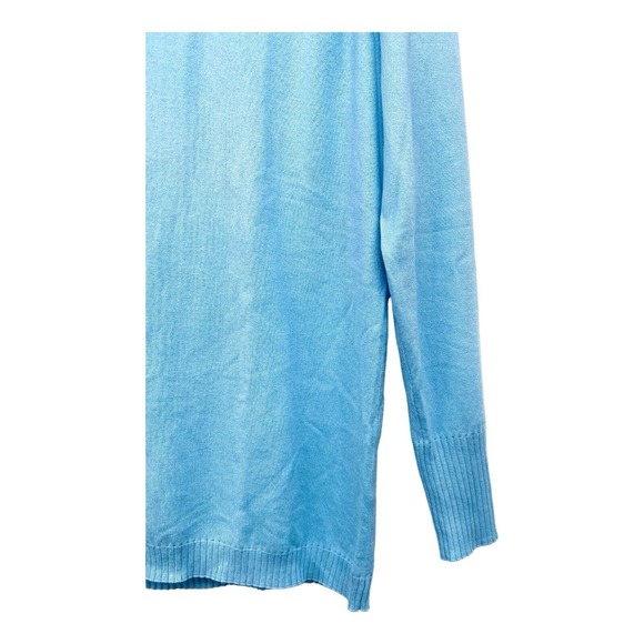 NEW $89 Womens Plus Size 1X Talbots Scooped Neck Sweater Long Sleeve Light Blue - Picture 2 of 6
